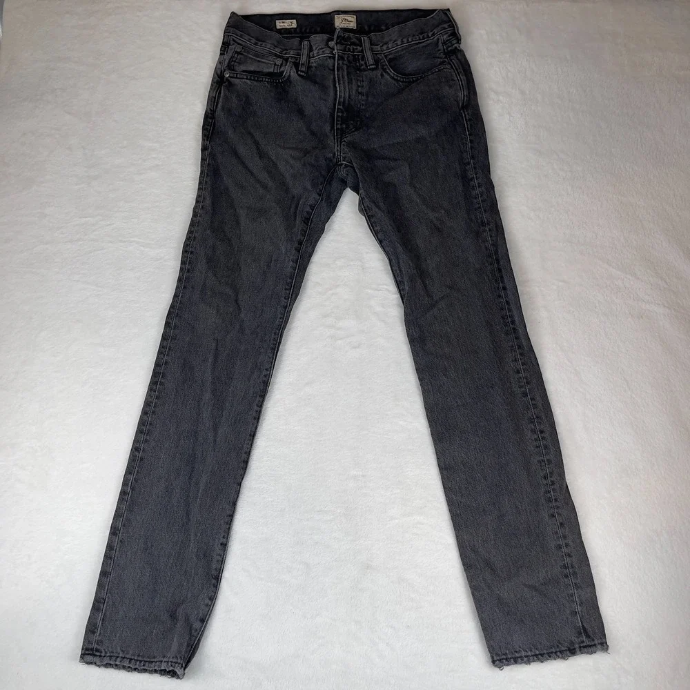 J.CREW 484 Jeans Mens 30x32 Gray Denim Regular Fit Stone Wash Stretch Frayed Hem